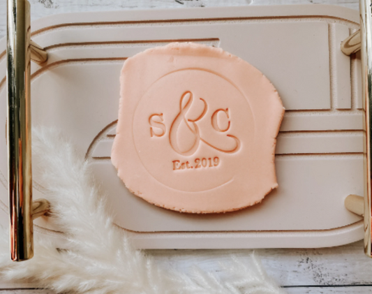 Initials Wedding Cookie Embosser Stamp