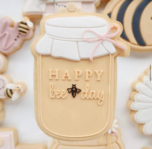 Happy bee-day jar debosser and cutter