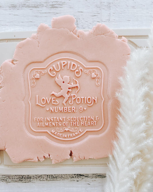 Cupid's love potion label stamp and cutter