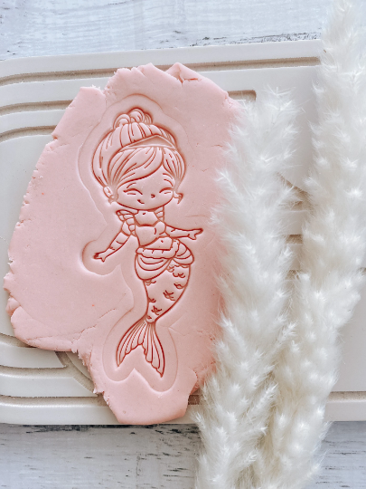 Princess mermaid cookie stamp and cutter EMBOSSER OR DEBOSSER and cutter