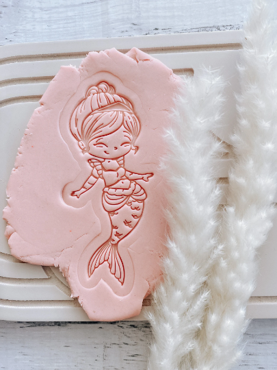 Princess mermaid cookie stamp and cutter EMBOSSER OR DEBOSSER