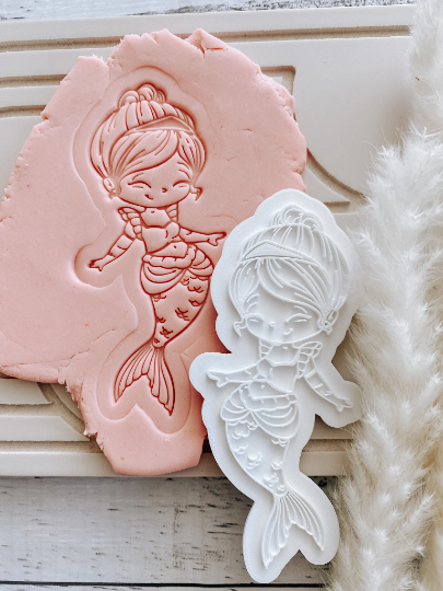 Princess mermaid cookie stamp and cutter EMBOSSER OR DEBOSSER and cutter