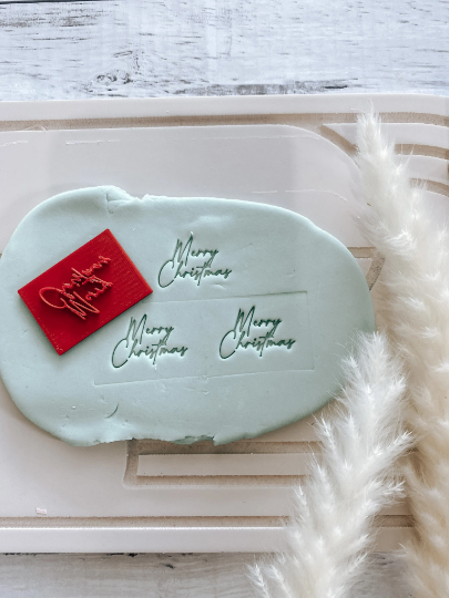 Extra small mini Merry Christmas cookie stamp