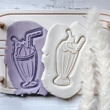 Straight straw or bent milkshake cookie debosser and cutter