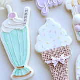 Straight straw or bent milkshake cookie debosser and cutter