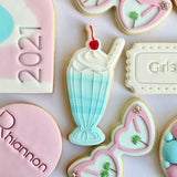Straight straw or bent milkshake cookie debosser and cutter