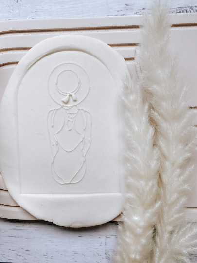 Peaceful woman in one piece with hat Cookie Stamp and Cutter