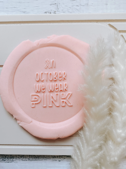 In October we wear pink “pop” cookie stamp