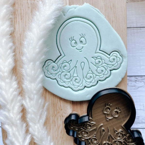 Cute octopus cookie embossers and cutter