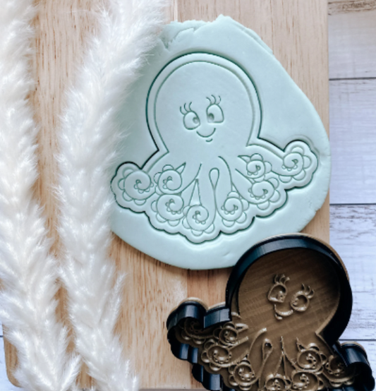 Cute octopus cookie embossers and cutter