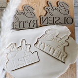 Personalised baby cookie debosser with matching cutter