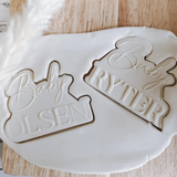 Personalised baby cookie debosser with matching cutter