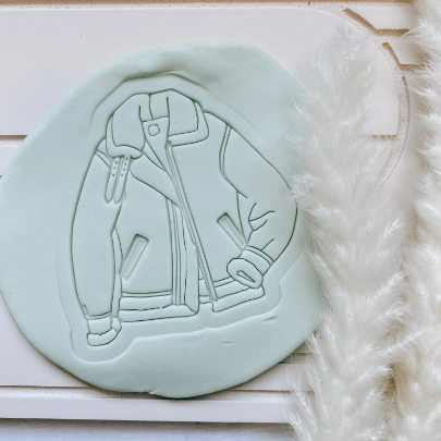 Pilot puffer jacket aviation theme cookie stamp and cutter