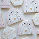 Boho Rainbow Cookie Debosser “pop” stamp with cutter