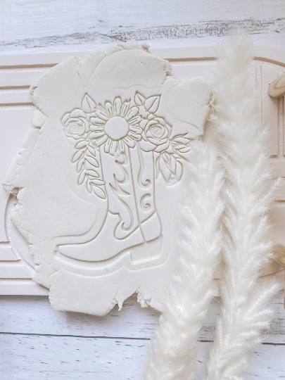 Shania- Cowgirl boot with Florals Cookie Stamp and Cutter