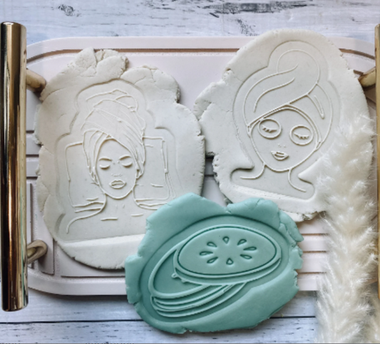 Spa day- Facial set of 3 cookie stamps and cutters