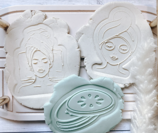 Spa day- Facial set of 3 cookie stamps and cutters