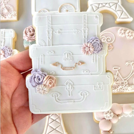 Stacked Suitcases Debosser Cookie Stamp and Cutter