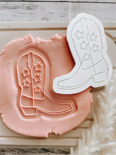 Cowgirl boot pop cookie stamp and cutter