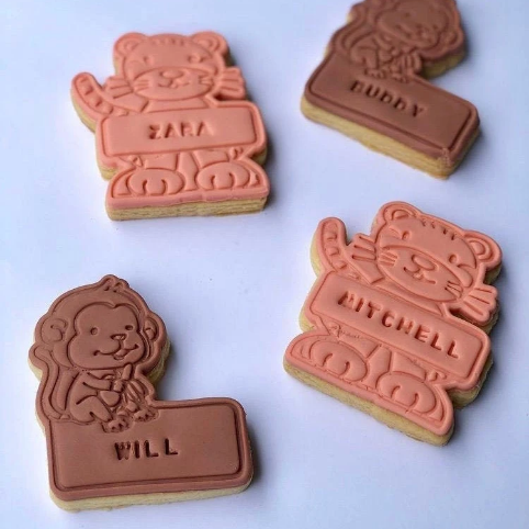 Lion Tiger Safari Name Tag Cookie Stamp and Cutter
