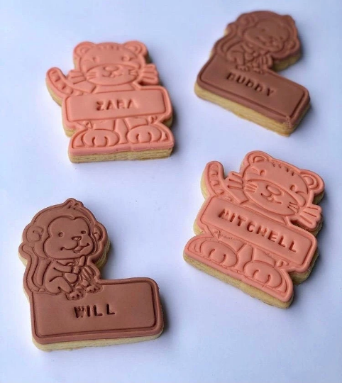 Lion Tiger Safari Name Tag Cookie Stamp and Cutter