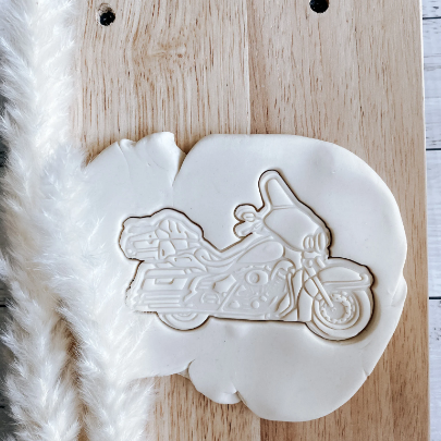 Vintage motorcycle cookie debosser pop stamp and cutter